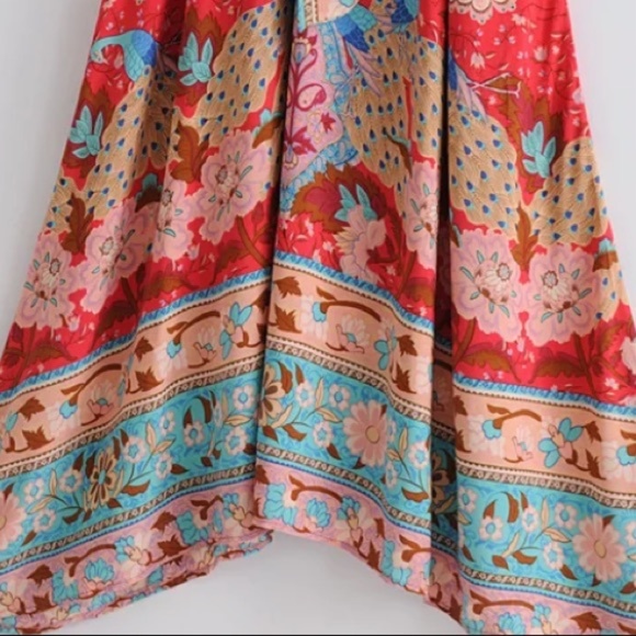 SOLD OUT Red Floral Gypsy Kimono Duster Maxi Dress - Picture 10 of 16